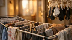 Wäsche aufhängen ohne Platz: Der Klammerbügel-Trick mit zwei Wäscheklammern und Kabelbinder