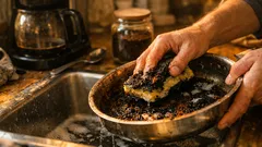 Pfanne reinigen mit Kaffeesatz: So lösen sich eingebrannte Reste ganz ohne Spezialreiniger